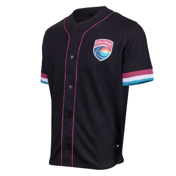 Women's San Diego Wave FC Wild Collective Button Up Printed  Short Sleeve Tee