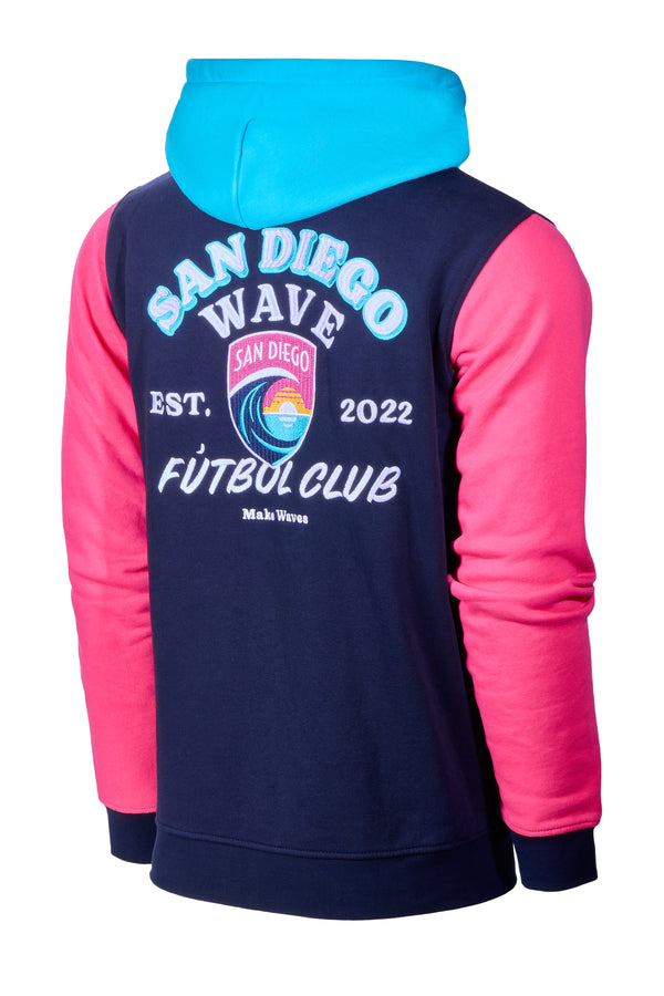 Unisex San Diego Wave FC Color Block Crest Full Zip Hoodie