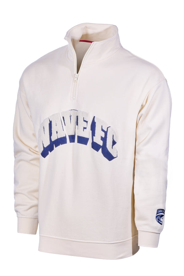 Unisex San Diego Wave FC Wordmark Shadow Terry Embroidery Half Zip Sweater