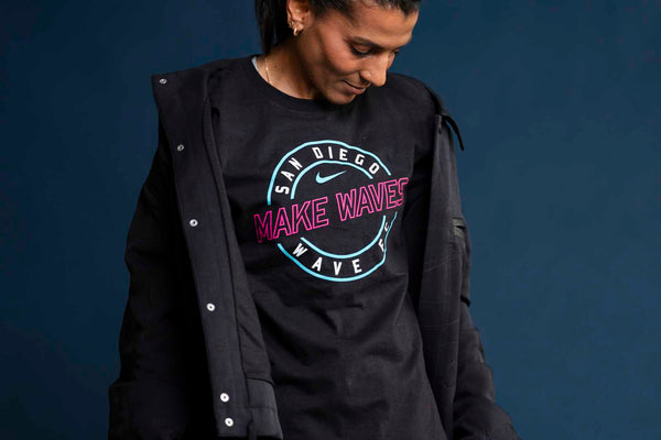 Women's Nike San Diego Wave FC Circle Wordmark Core Cotton Short Sleeve Tee