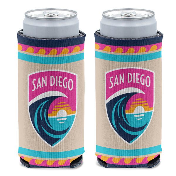 San Diego Wave FC Wave Stripes Crest Slim Can Cooler