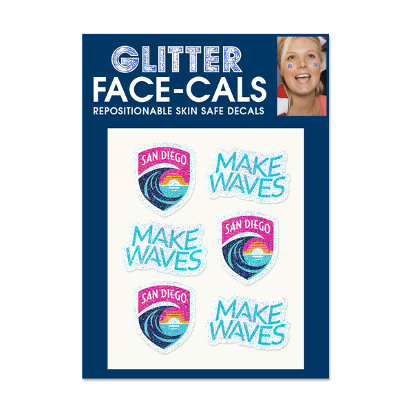 San Diego Wave FC Make Waves and Crest Glitter Face Cals