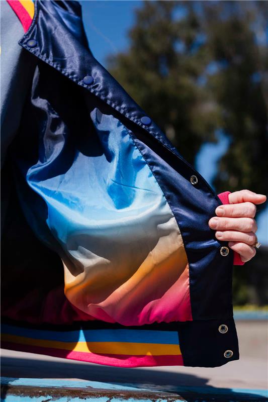Unisex San Diego Wave FC Retro Sunset Satin Bomber Jacket