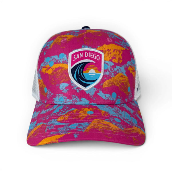 Nike San Diego Wave FC Full Print Woven Patch Crest Rise Trucker Hat