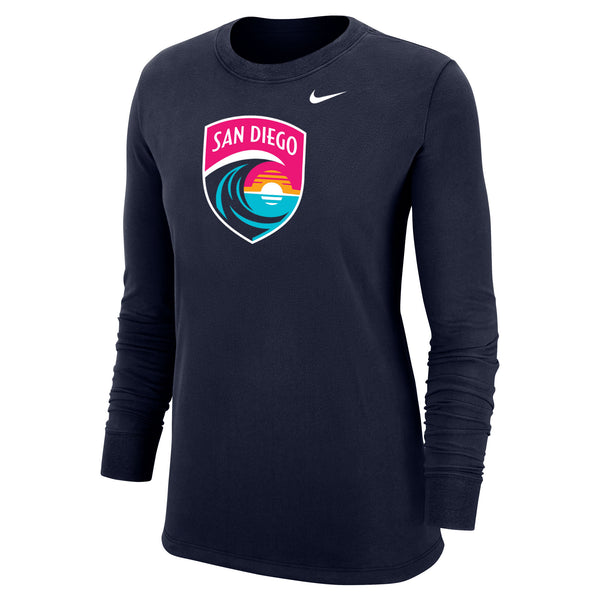 Women's Nike San Diego Wave FC Crest Core Cotton Long Sleeve Tee