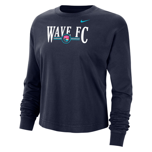 Women's Nike San Diego Wave FC Crest and Stripes Cotton Boxy Long Sleeve Tee