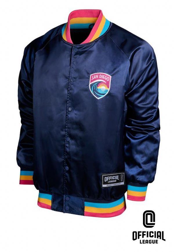 Unisex San Diego Wave FC Retro Sunset Satin Bomber Jacket