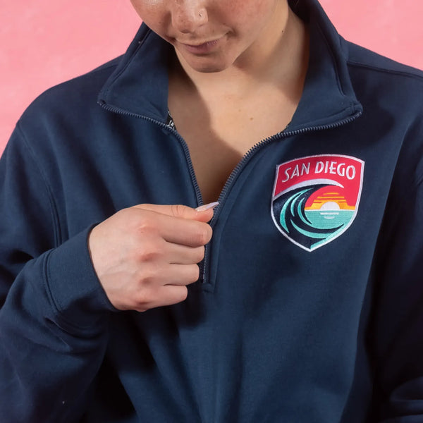 Unisex San Diego Wave FC Crest Trainer 1/4 Zip Fleece