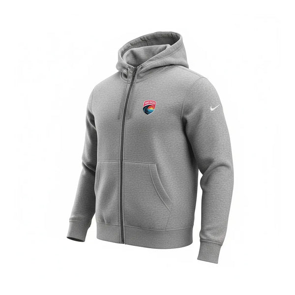 Men's Nike San Diego Wave FC Embroidered Crest Club Fleece Full Zip Hoodie