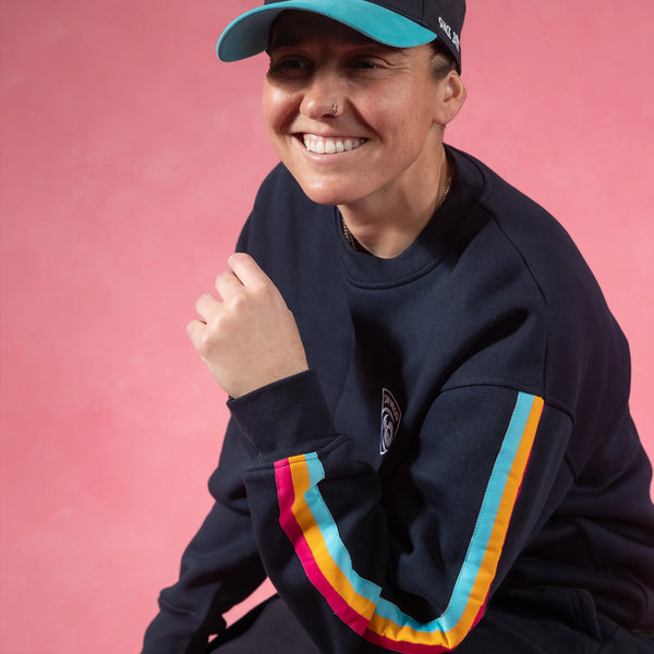 Unisex San Diego Wave FC Stripe Sleeve Relaxed Crew Neck