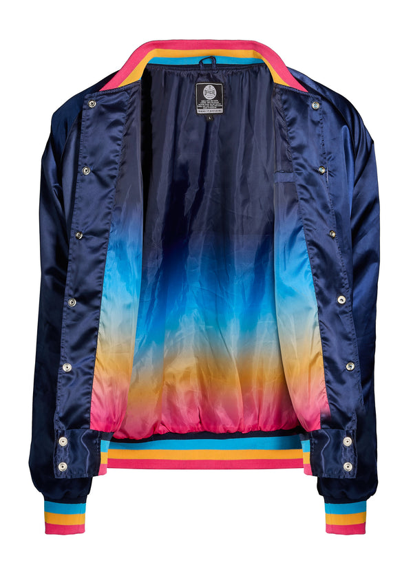 Unisex San Diego Wave FC Retro Sunset Satin Bomber Jacket