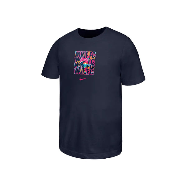 Youth Nike San Diego Wave FC Wordmark Swirl Core Cotton Short Sleeve Tee