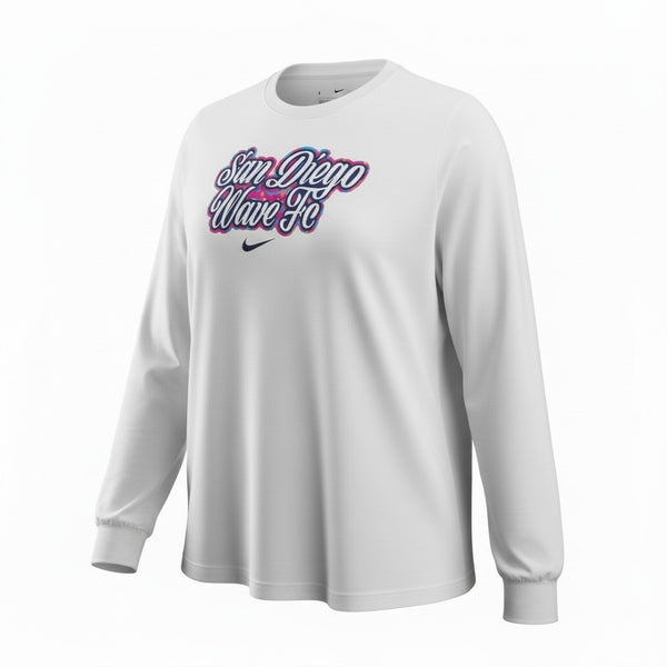 Women's Nike San Diego Wave FC Script Balboa Boxy Long Sleeve Tee